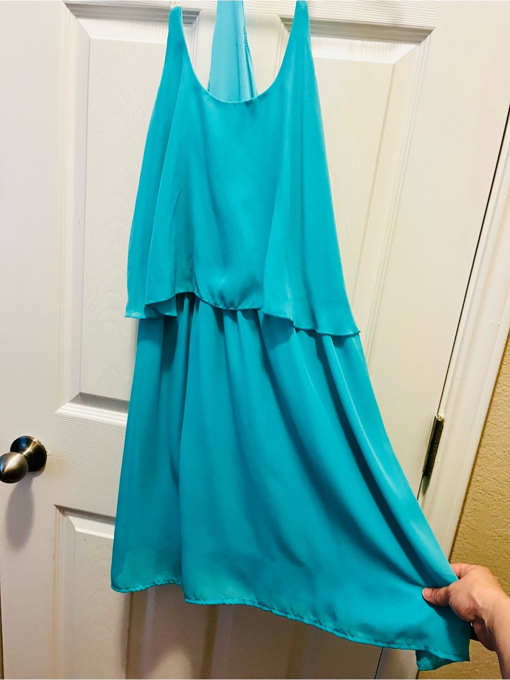 Millibon Turquoise Layered Sleeveless Mini Dress